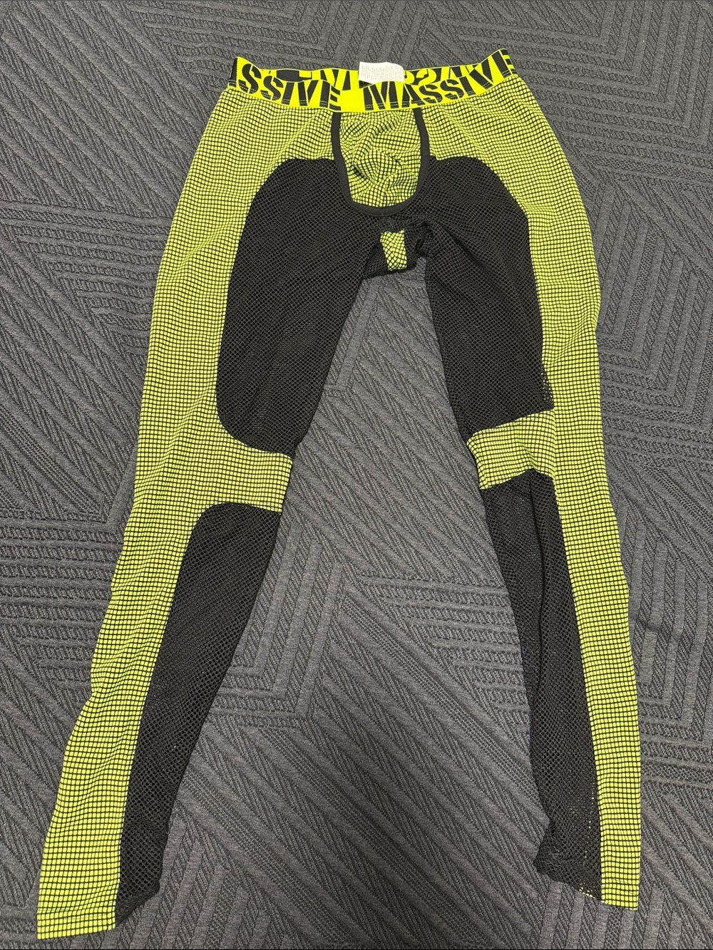 Andrew Christian MASSIVE Neon Yellow and Black Mesh Joggers